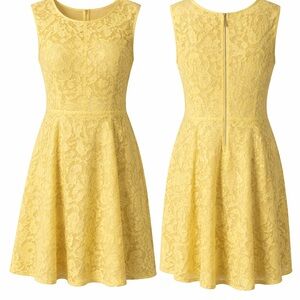 Donna Ricco Sunny Yellow Lace Mini Dress